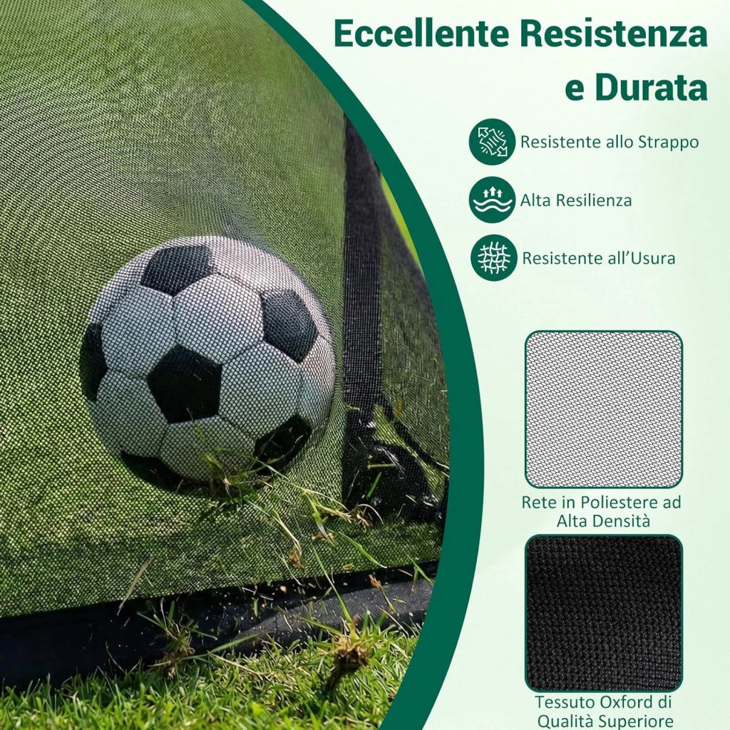 Porta da Calcio Pieghevole, Mini Rete da Calcio per Bambini con Tubo in Metallo e 4 Picchetti, Kit da Allenamento per Bambini 6+ Anni, per Parco, Spiaggia e Cameretta, 91 x 62 x 62 cm