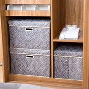 Cassa di stoccaggio pieghevole grande con coperchio [1 pezzo] Cassa di stoccaggio decorativa in tessuto, organizzatore cubico, contenitore, grigio 45 x 30 x 30 cm
