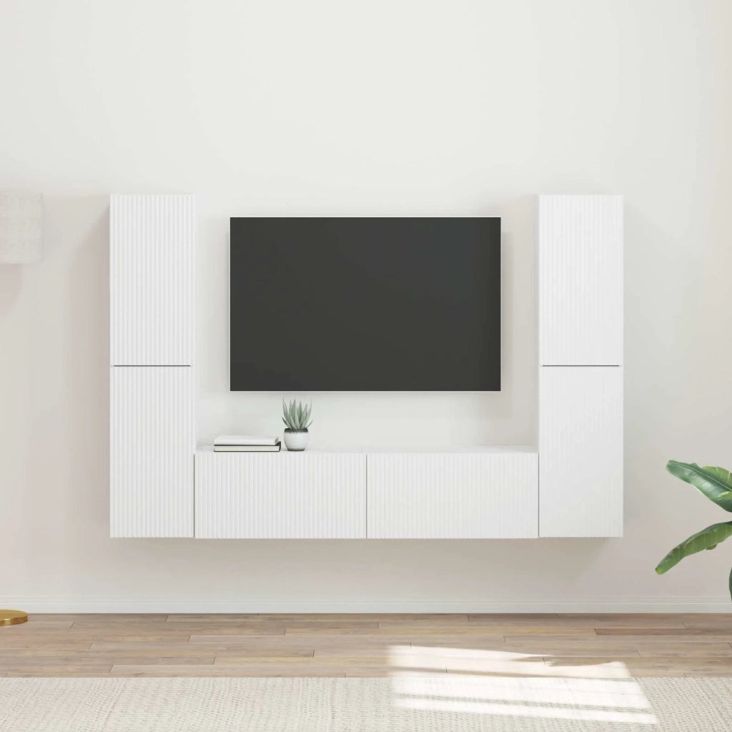 Set mobile TV 6 pcs Bianco Legno multistrato