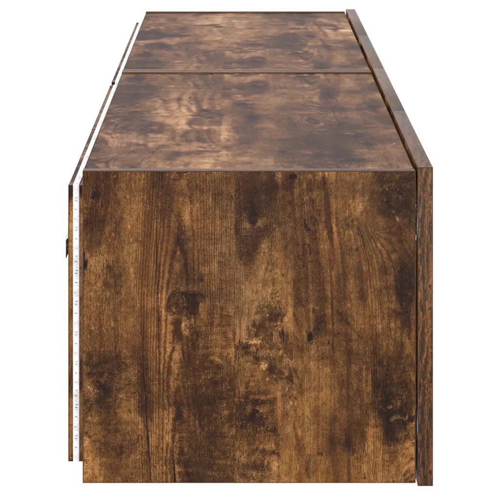 Mobili TV a Parete con Luci LED 2pz Rovere Fumo 80x35x31 cm 837290