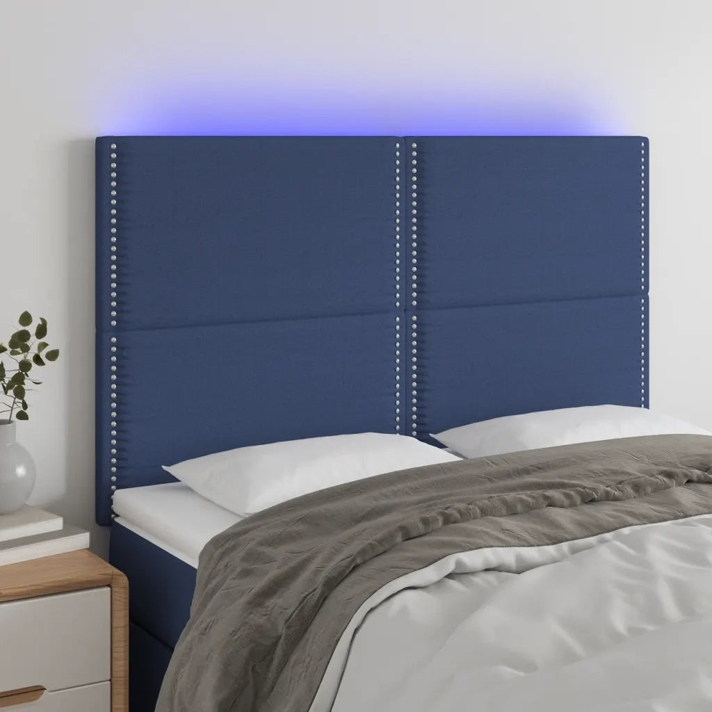 Testiera | Testata a LED Blu 144x5x118/128 cm in Tessuto