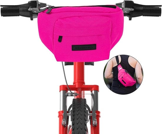 Tas per bicicletta, tappo 2 in 1, tas per ruote, casco in plastica riciclata PET, piccola tasca anteriore (rosa)