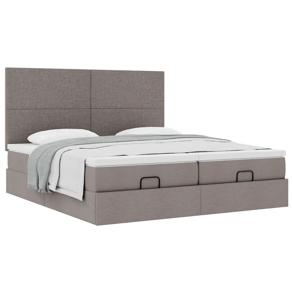Struttura Letto Pouf con Materassi Tortora 180x200cm in Tessuto 3313675