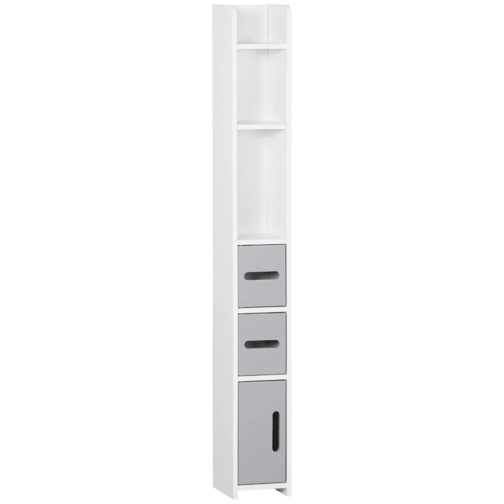 Armadietto colonna bagno con ripiani e ante ¨C zephmum ¨C 15x17x120 cm grigio