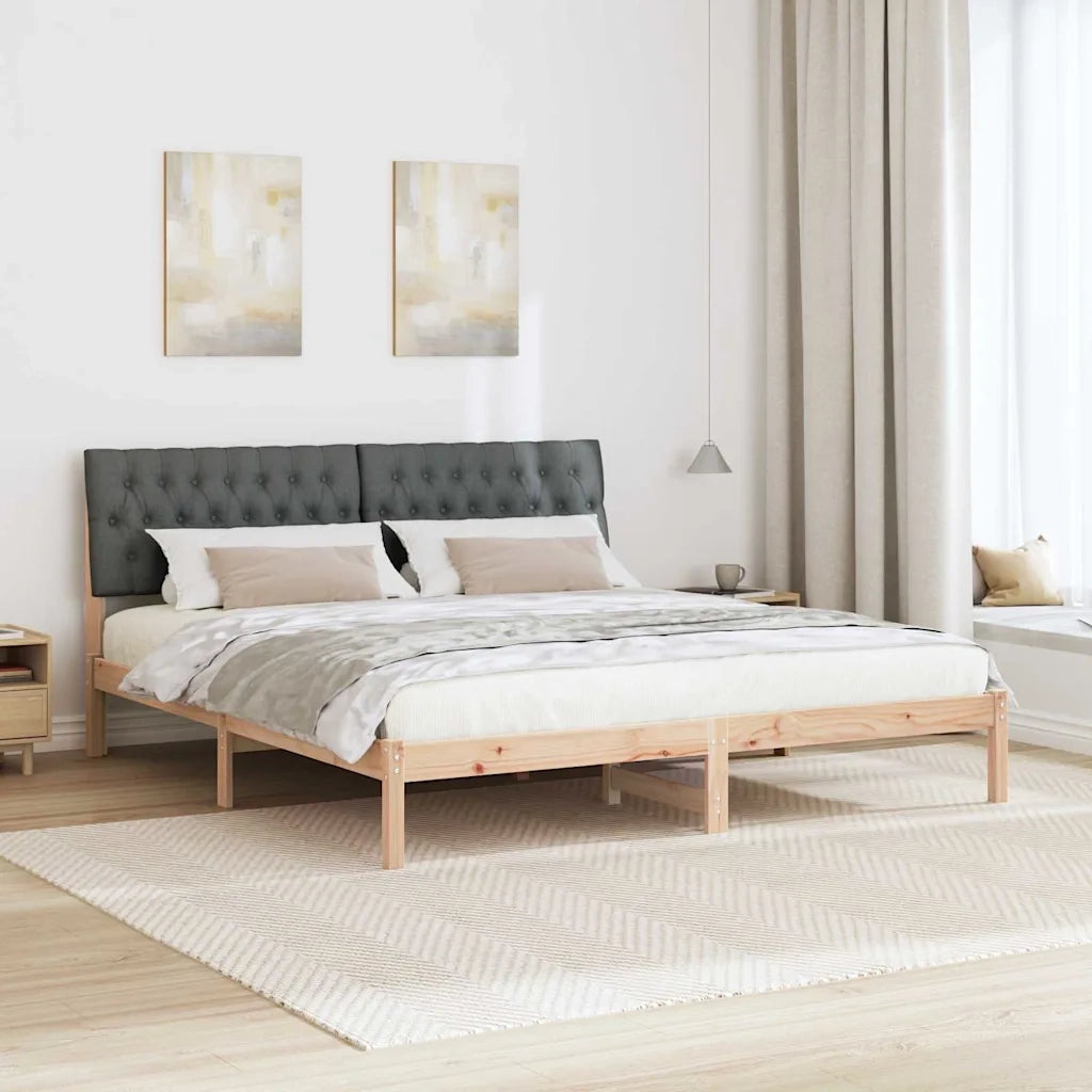 Letto con Testiera Rivestita con testiera Marrone 180 x 200 cm 3394384