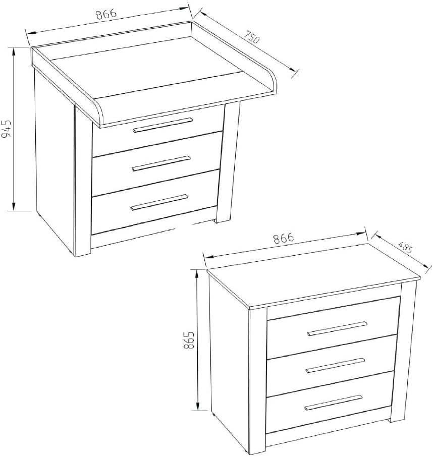 Fasciatoio Miro, Bianco, 86.6 x 86.5 cm, convertibile in cassettiera grazie al fasciatoio rimovibile