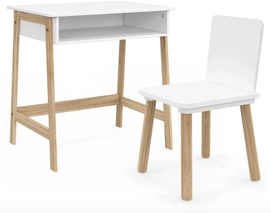 Biblioteca per Bambini con Sedia – Set di Scrivania per Bambini con Cassettiera – Mobile in Legno MDF Bianco – Scrivania e Seduta per Bambini – Scrivania per Bambini di 3-7 anni – Mobili per la Camera da Bambini – Scrivania Compacta per Studio