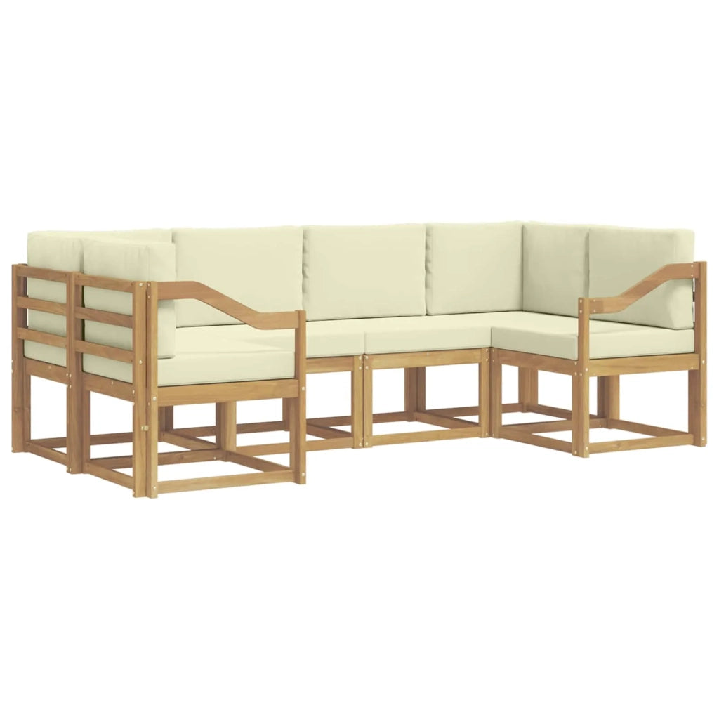 Set di divani da esterno con cuscino 6 pcs Bianco e Crema