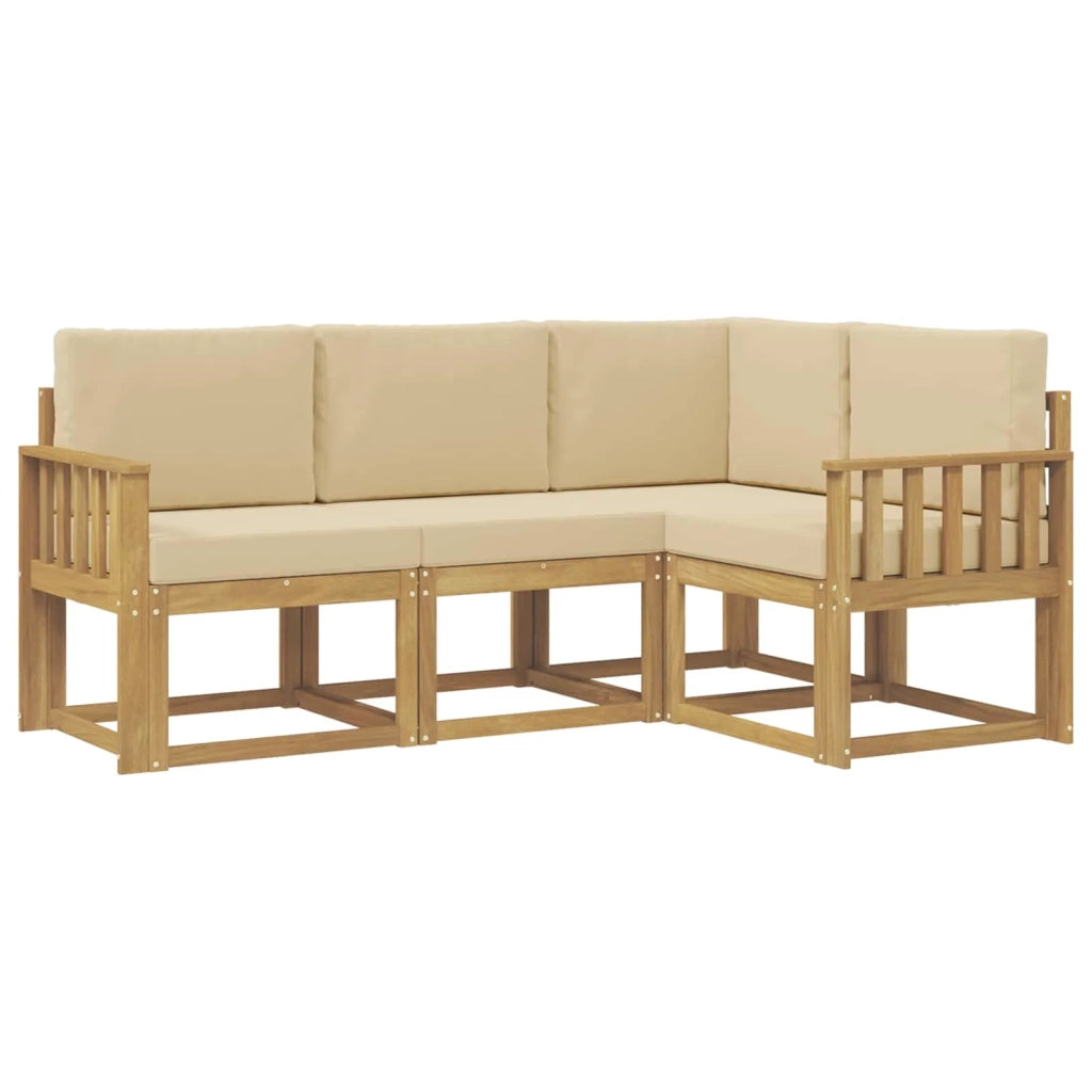 Set di divani da esterno con cuscino 4 pcs Bianco e Beige