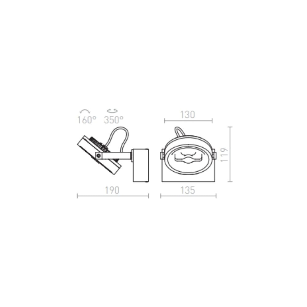 Faretto applique KELLY LED I da parete nero  230V LED 12W 24Â°  3000K