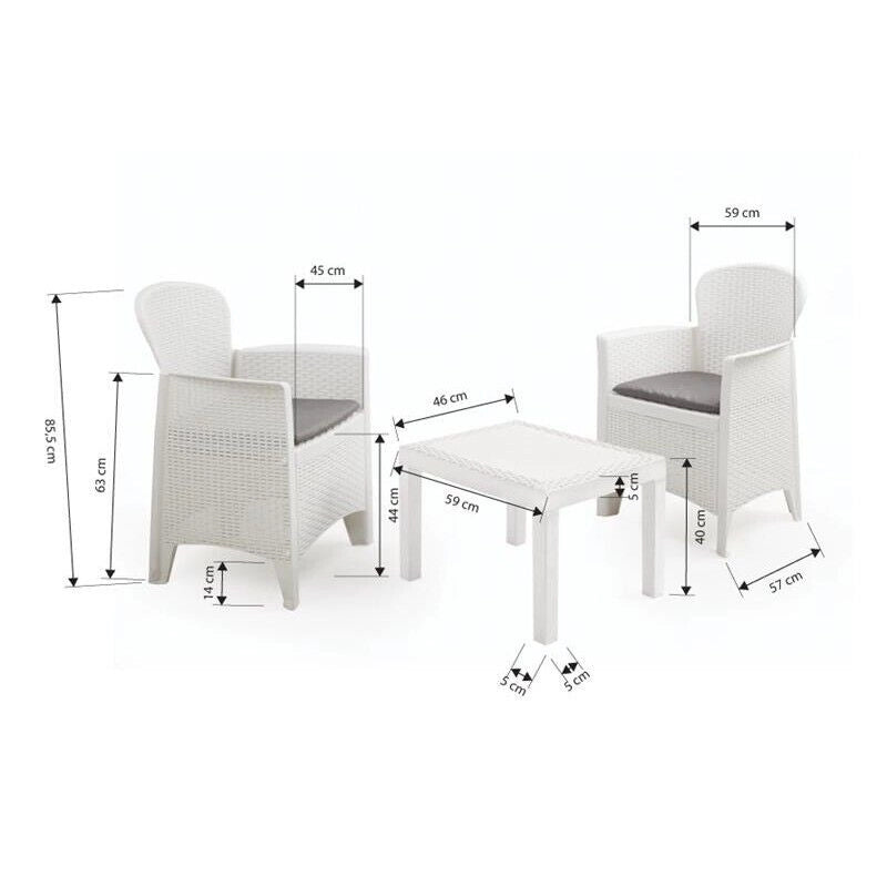 MAURY'S AKITA SALOTTO DA GIARDINO CON CUSCINI 3 PZ BIANCO