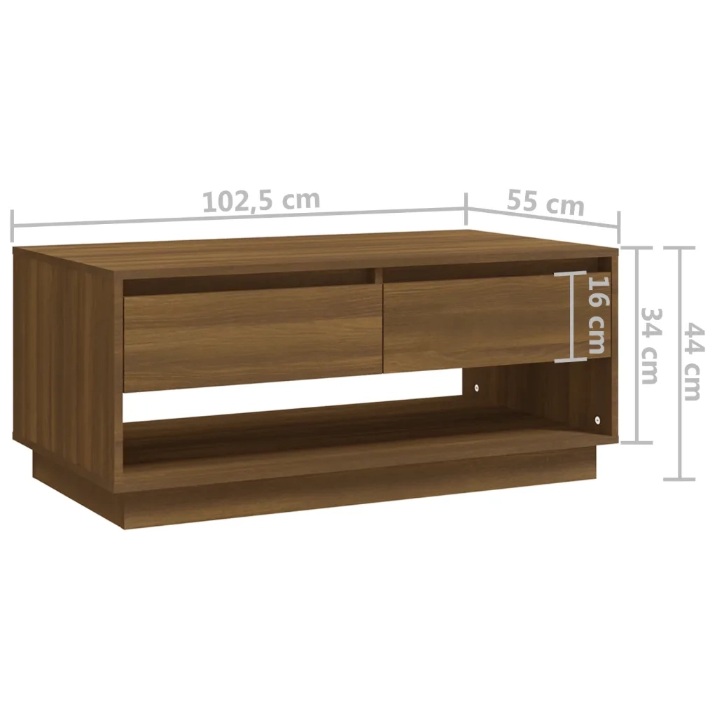Tavolino da Salotto Marrone Rovere 102,5x55x44 cm in Truciolato 812980