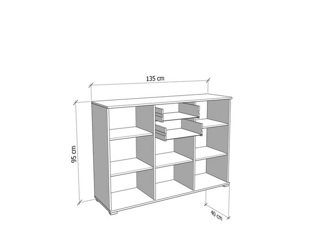 Mainarda, Cassettiera 2 Cassetti, 135x40x95h cm Marrone Rovere Nodi