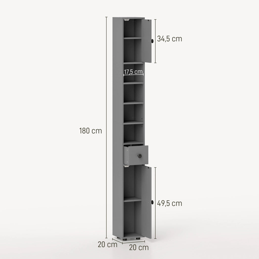 Mobile Bagno ¨C zephmum ¨C Grigio, Truciolato, 60x30x180 cm