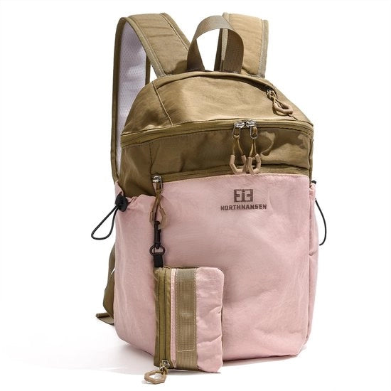 Borsa da Spalla per Uomo Donna, Borsa da Scuola con Tasca Rimovibile, Borsa da Scuola per Adolescenti Impermeabile, 13L, Rosa e Marrone