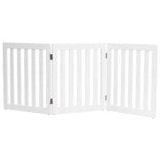 Cancello di legno pieghevole 60cm con 3 pannelli, Barriera per animali con cuscinetti antiscivolo Bianco-Cancelli