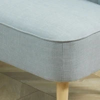 Divano 2 Posti Moderno in Tessuto Senza Braccioli con Gambe in Legno, 117x56.5x77 cm, Celeste