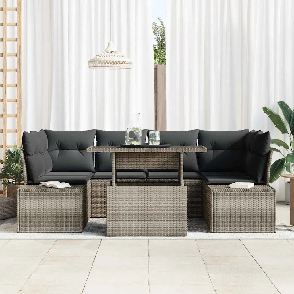 Set Divano da Giardino con cuscino 7 pcs Grigio