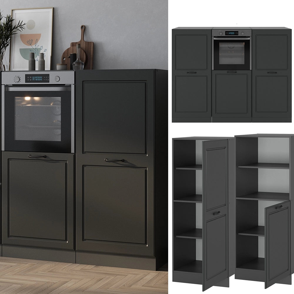 Cucine componibili piccole R-Line Antracite rustico/Antracite 180 cm senza piano di lavoro Vicco