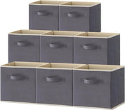 Casse da appendiabiti in legno - 8 pezzi - contenitori decorativi - cassetti di archiviazione di medie dimensioni - contenitori apribili - maniglie - 33 x 33 x 33 cm - Grigio