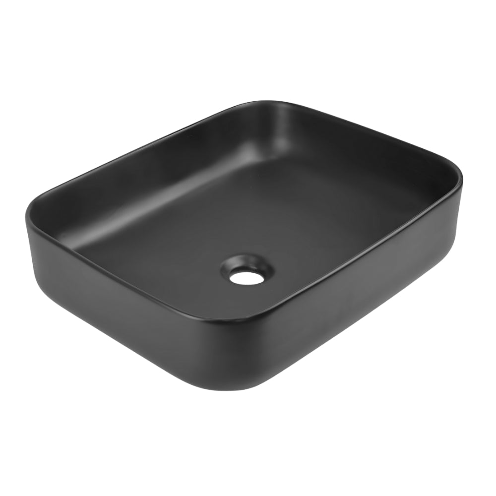 Lavabo appoggio ceramica nero rettangolare lavandino arredo bagno 50x39x13 cm *** confezione 1