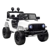 Macchina Elettrica per Bambini Jeep Fuoristrada con Telecomando e 2 Velocità, 100x65x72 cm, Bianco