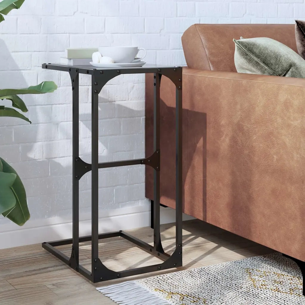 Tavolino | Tavolo laterale con Vetro Nero 40x30x61,5cm in Acciaio