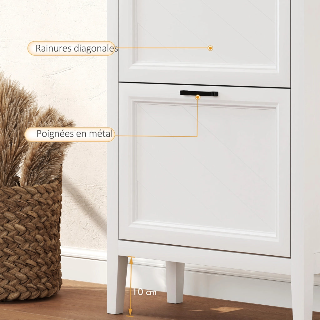 Armadio per scarpe con cassetti e ripiani ¨C zephmum ¨C bianco 60x30x100