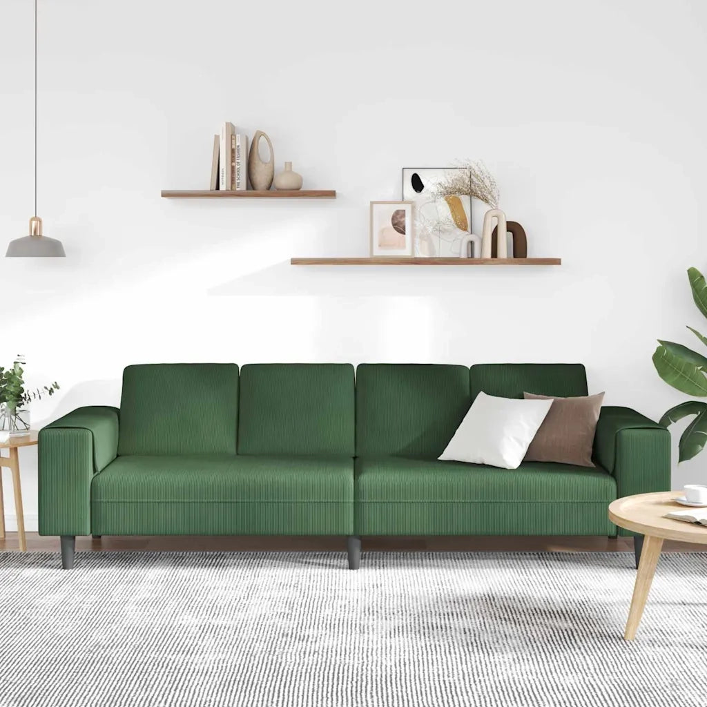 Divano Verde Scuro 250 x 77 x 76 cm Tessuto in Cords 3335105