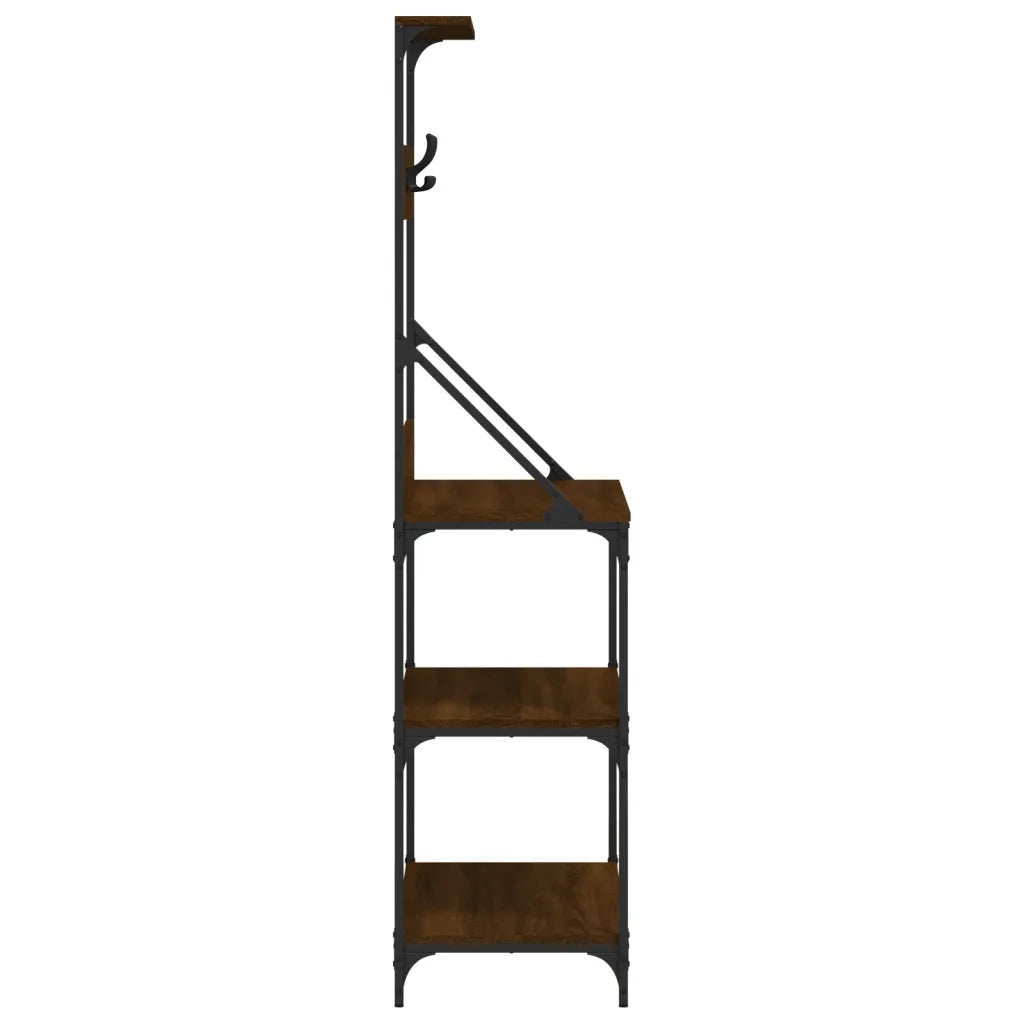 Mensola da cucina-Scaffale Cucina Ganci 4Ripiani Rovere Marrone Legno Multistrato