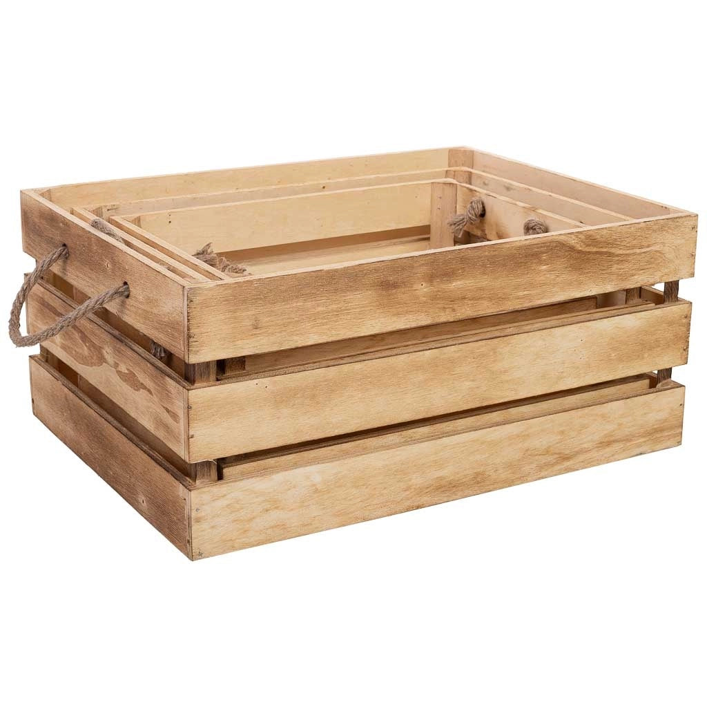 Set cassetti in legno 3 pezzi 40x30x18h-35x25x16h-30x20x14h cm