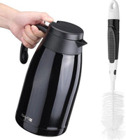 Karaf a acqua termico per caffè in acciaio inossidabile Heavy Duty Lab testato con isolamento per conserva calore 2L (60 oz) dispenser acqua e bevande termica ad alta qualità in materiale nero