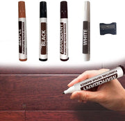 Kit di riparazione per mobili 5 pezzi - Segnatori/Spazzola per cera - Ideale per mobili in legno - Riparazione di graffi di vernice - 4 colori unici - Kit di riparazione per pavimenti in parquet