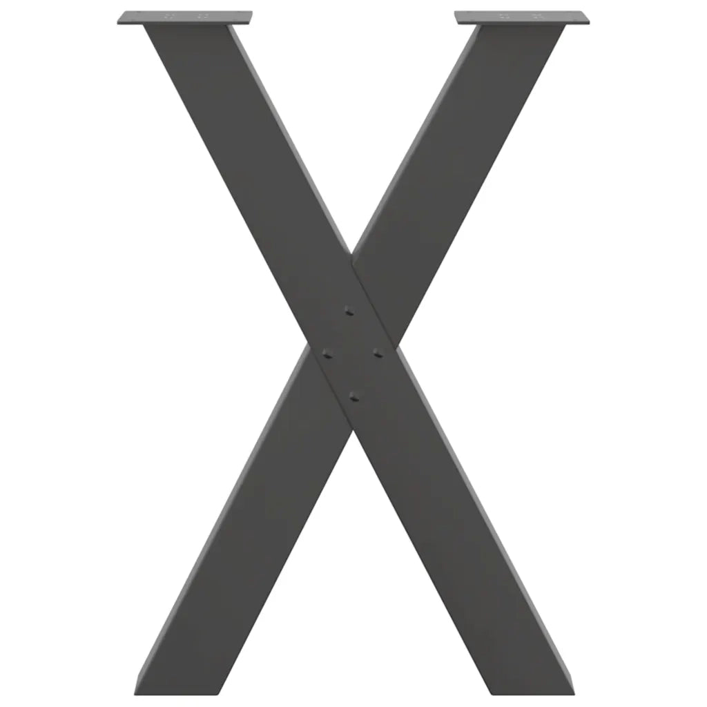 Gambe per tavolo da pranzo a forma di X 2 pz Antracite 50x(72-73) cm Acciaio 4012970