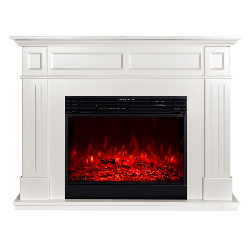 Camino Elettrico da Pavimento 100x132x30 cm Effetto Fiamma 1950W Sicilia & Mirabella Panna
