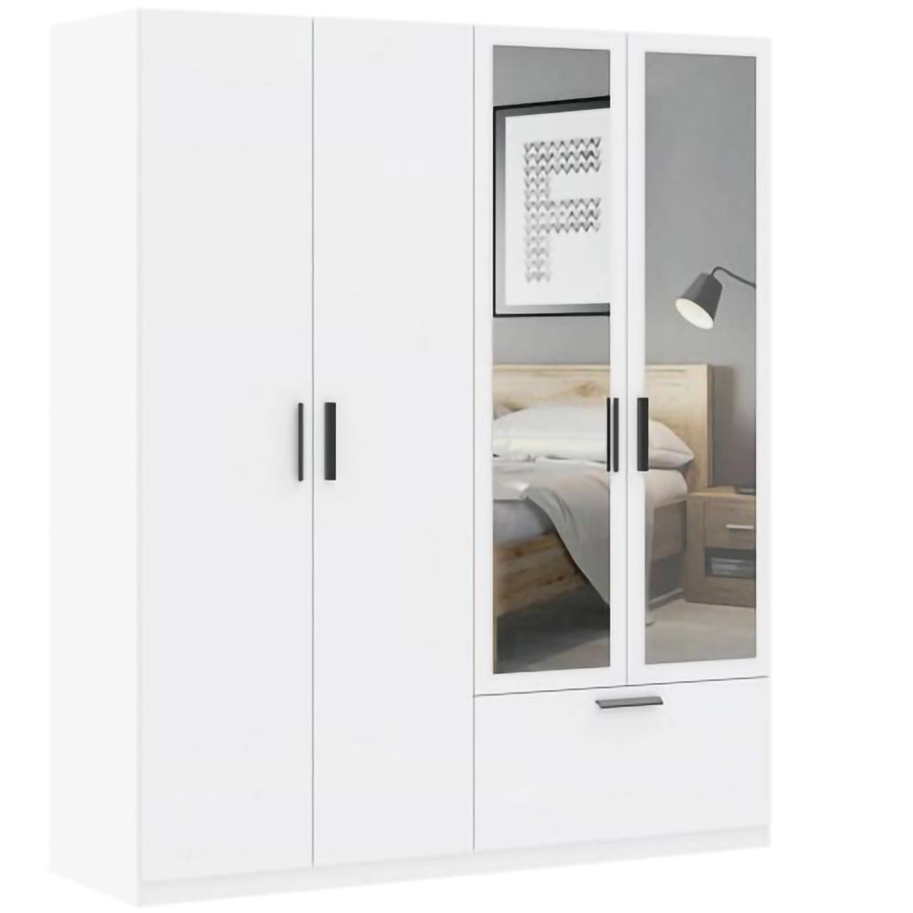 Armadio Camera da Letto Lidala, Guardaroba Grande 2 Ripiani, 180x210h cm Bianco