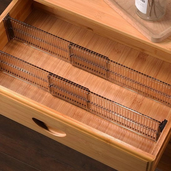 Set di 8 divisori di cassetti in plastica, divisori di cassetti trasparenti, organizzatore di cassetti per la cucina, la camera e la comodino