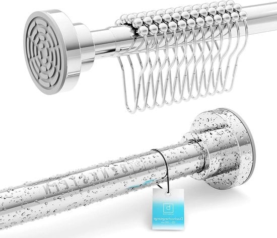 Maniglione per doccia telescopico senza fori - 125-230 cm - 12 anelli - maniglia gommata