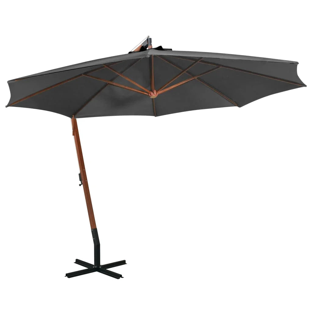 Ombrellone sospeso con palo 3,5 x 2,9 m legno di abete antracite 02_0008705
