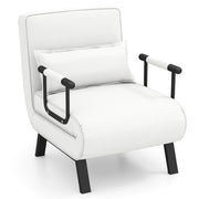 Poltrona trasformabile 4 in 1 79 x 65 x 79 cm comfort ottimale schienale regolabile in 6 posizioni design contemporaneo in tessuto di lino bianco 20_0018956