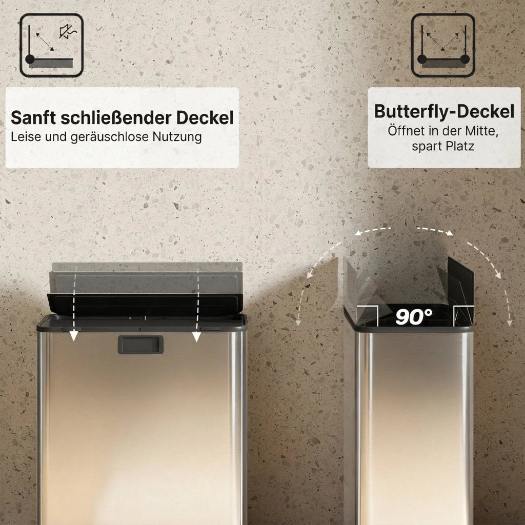 Bidone per rifiuti 2 x 28L ¨C zephmum ¨C Acciaio inossidabile