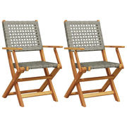 Sedie da Giardino 2 pz | Sedie da Esterno Grigie Legno Massello Acacia e Polyrattan