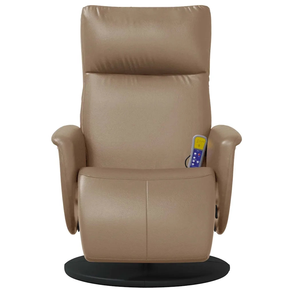 Poltrona Reclinabile Massaggi Poggiapiedi Cappuccino Similpelle 356556