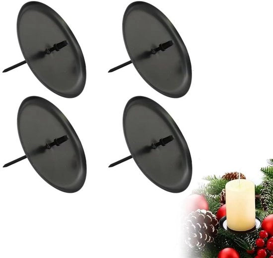 Set di 4 sospensioni per candele - 7,5 cm decorazioni per candele - Arrangement di atmosfera per candele - Piattaforma rotonda in acciaio per candele - Ideale per decorazioni di Natale e di Avvento per tavolo - Per candele a stantuffo