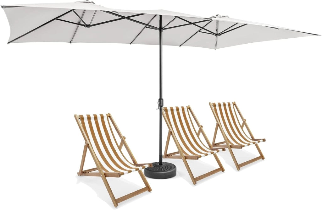 Ombrellone Doppio 426 x 265 cm, Ombrellone Rettangolare con Manovella e Protezione UV, Ombrellone da Balcone Grande Idrorepellente, Ombrellone da Patio per Piscina, Mercato, Giardino