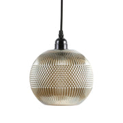Lampada a sospensione Fred in vetro ambrato e oro