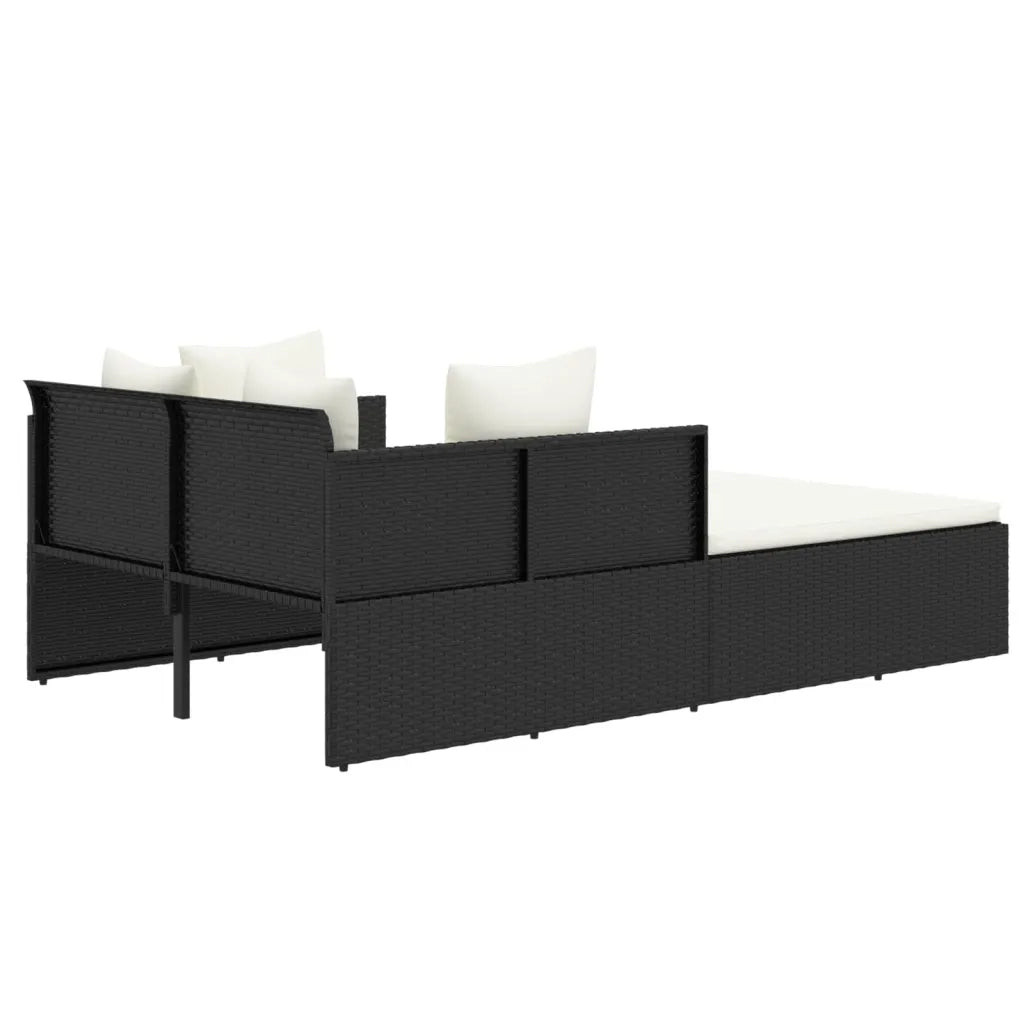 Lettino con Cuscini Nero 182x118x63 cm in Polyrattan CFW6708488