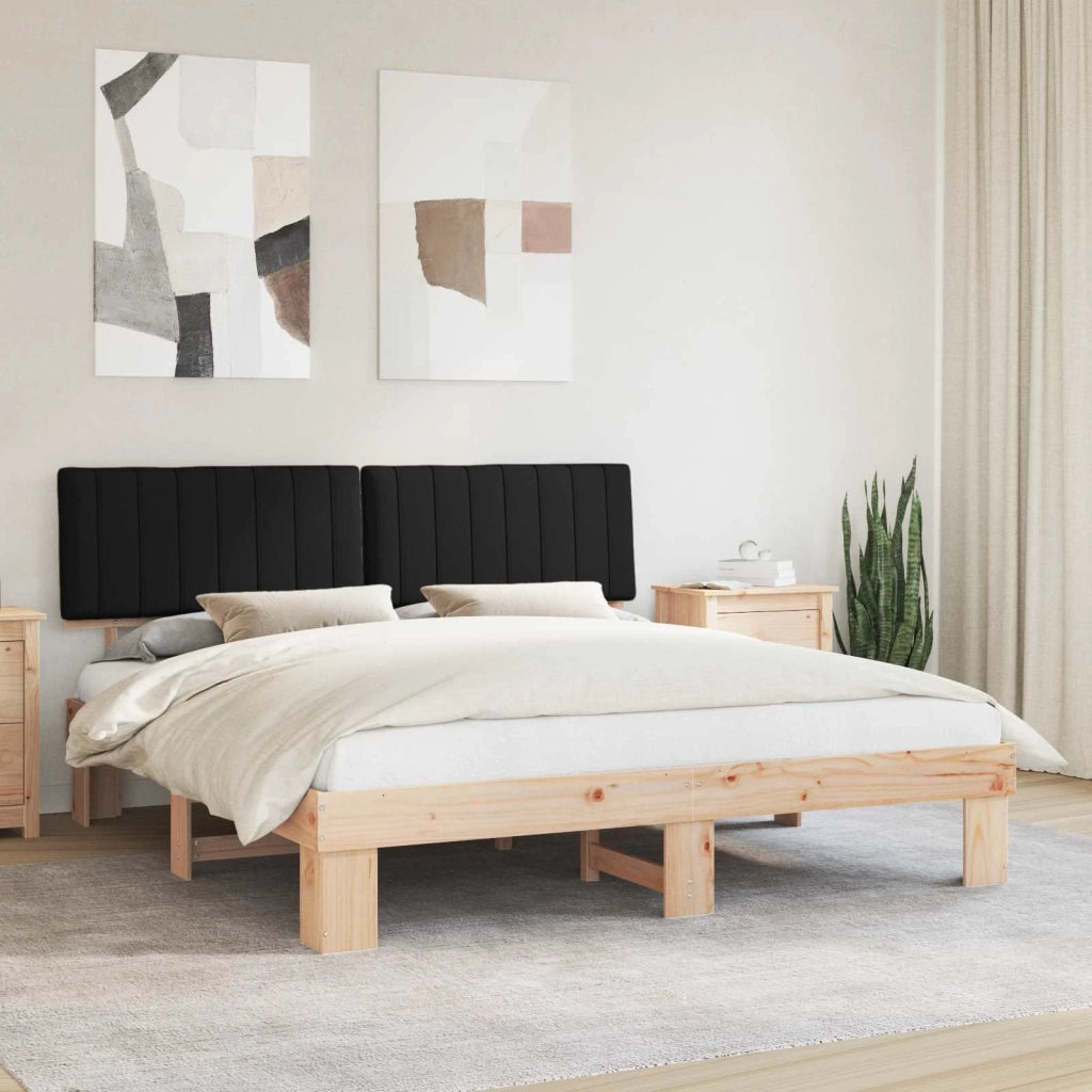 Letto con Testiera Rivestita Nero 180 x 200 cm Pino massello 3398101