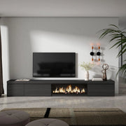 Mobile TV Soggiorno, 317x35x45cm, Camino elettrico XXL, Nero RF3672