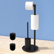 Supporto per carta igienica in stile wc con spazzola - Acciaio inossidabile - Set wc in stile - Nero mat toiletbutler